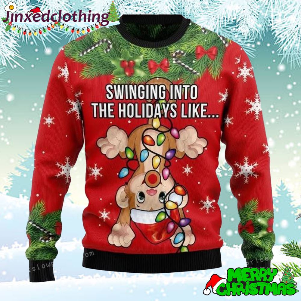 Monkey Swing Into The Holidays Like Christmas Ugly Sweater 